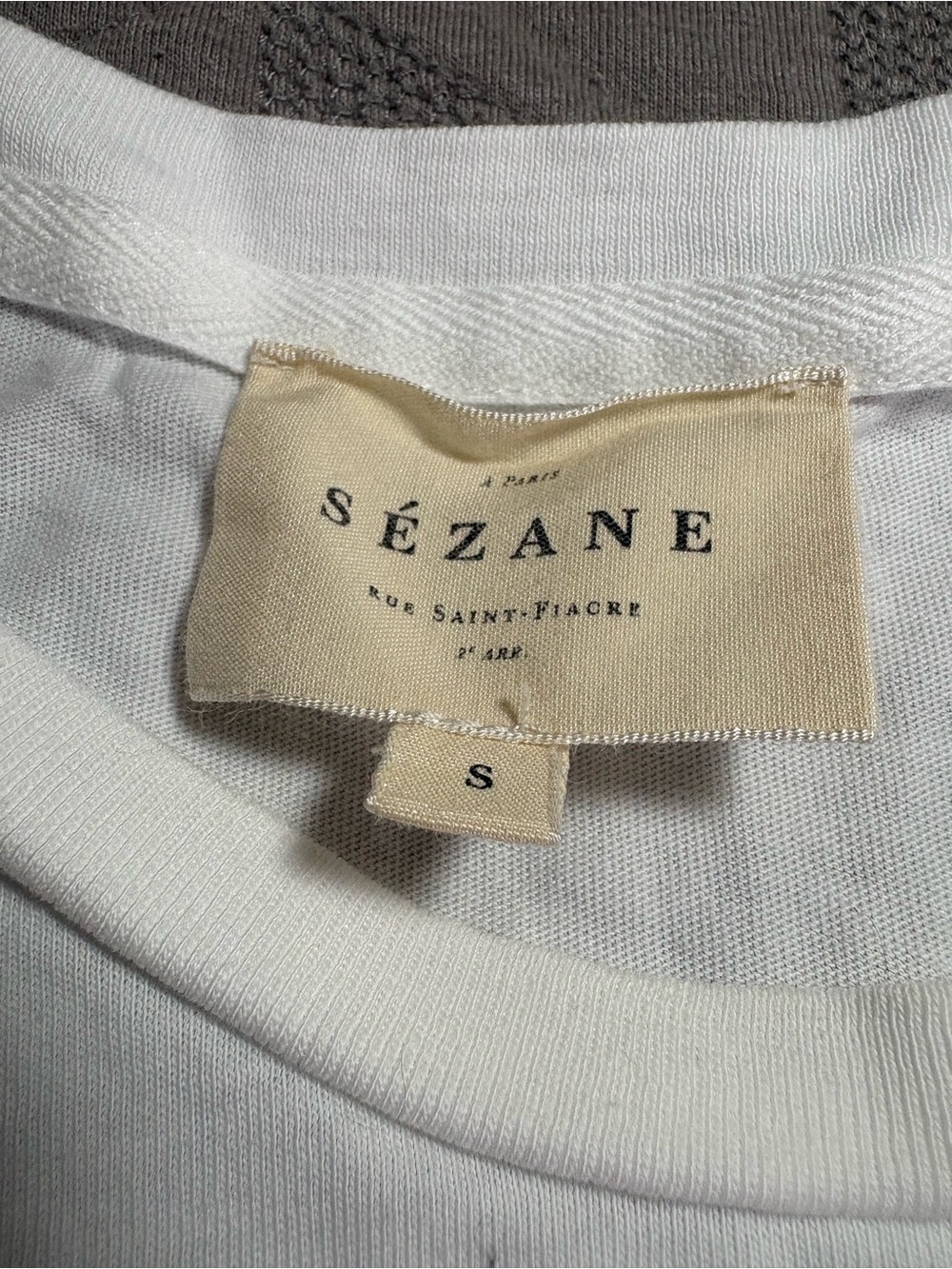Sézane Shirt Womens Small White Crew Neck Short Sleeve 100% Cotton Tee Basic - Picture 3 of 7